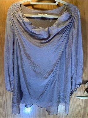 Women’s 100% Silk Cowl Neck Draped Blouse- Size M